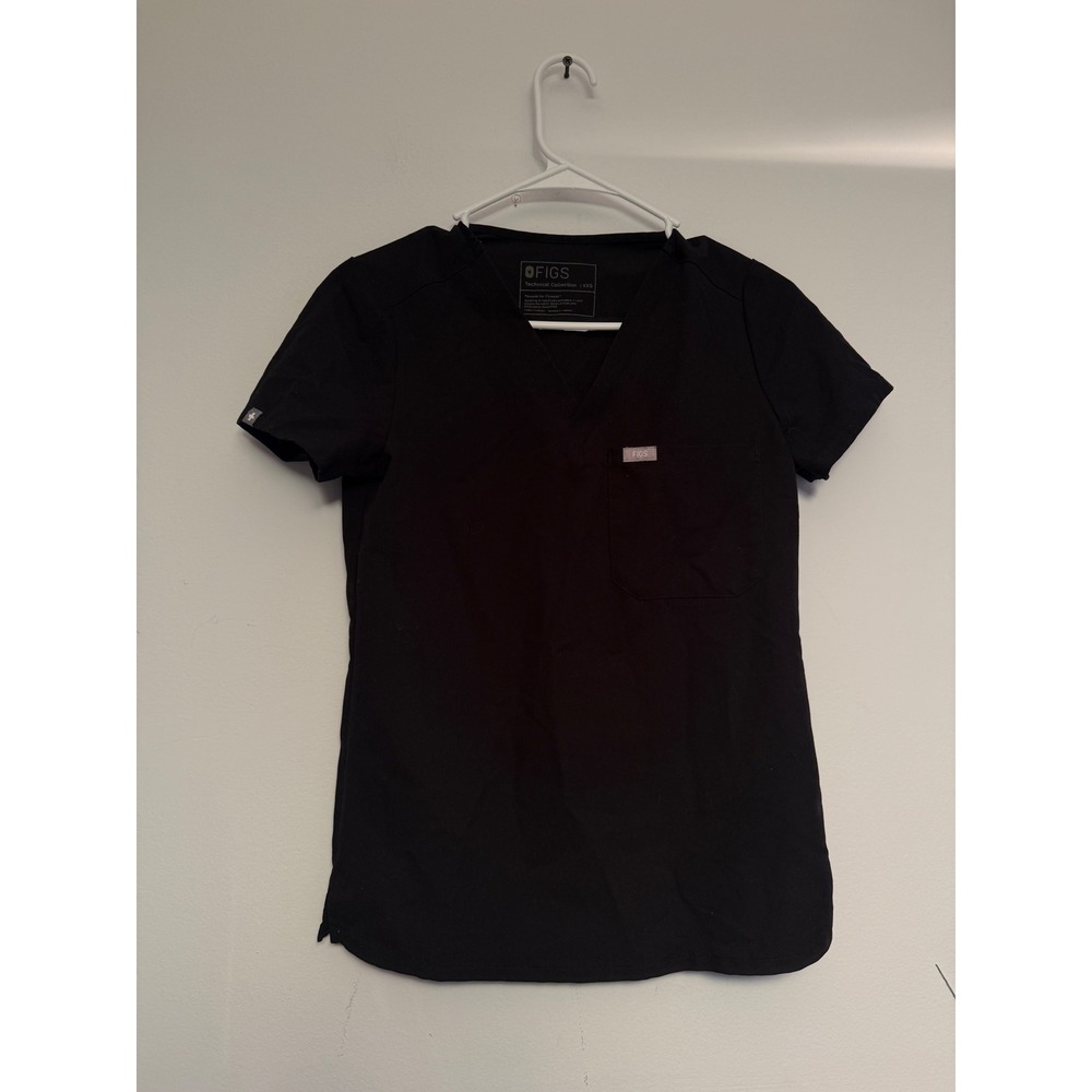 FIGS Casma Black One-Pocket Scrub Top Technical Collection XXS Womens